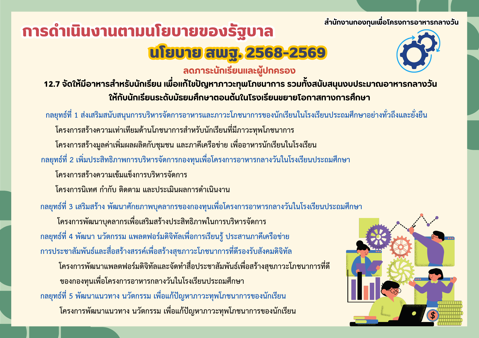 นโยบายของหน่วยงานต้นสังกัด